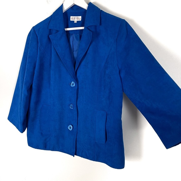 Northern Reflections Royal Blue Microsuede Blazer Large - Picture 2 of 8
